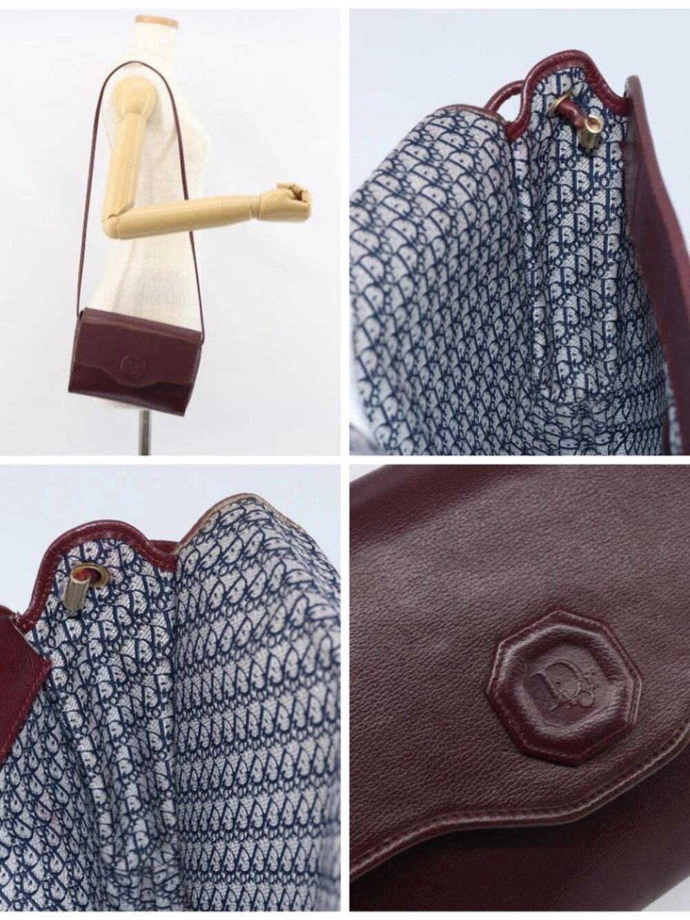 Christian Dior Shoulder Bag Leather Bordeaux Gold Auth - Picture 14 of 14